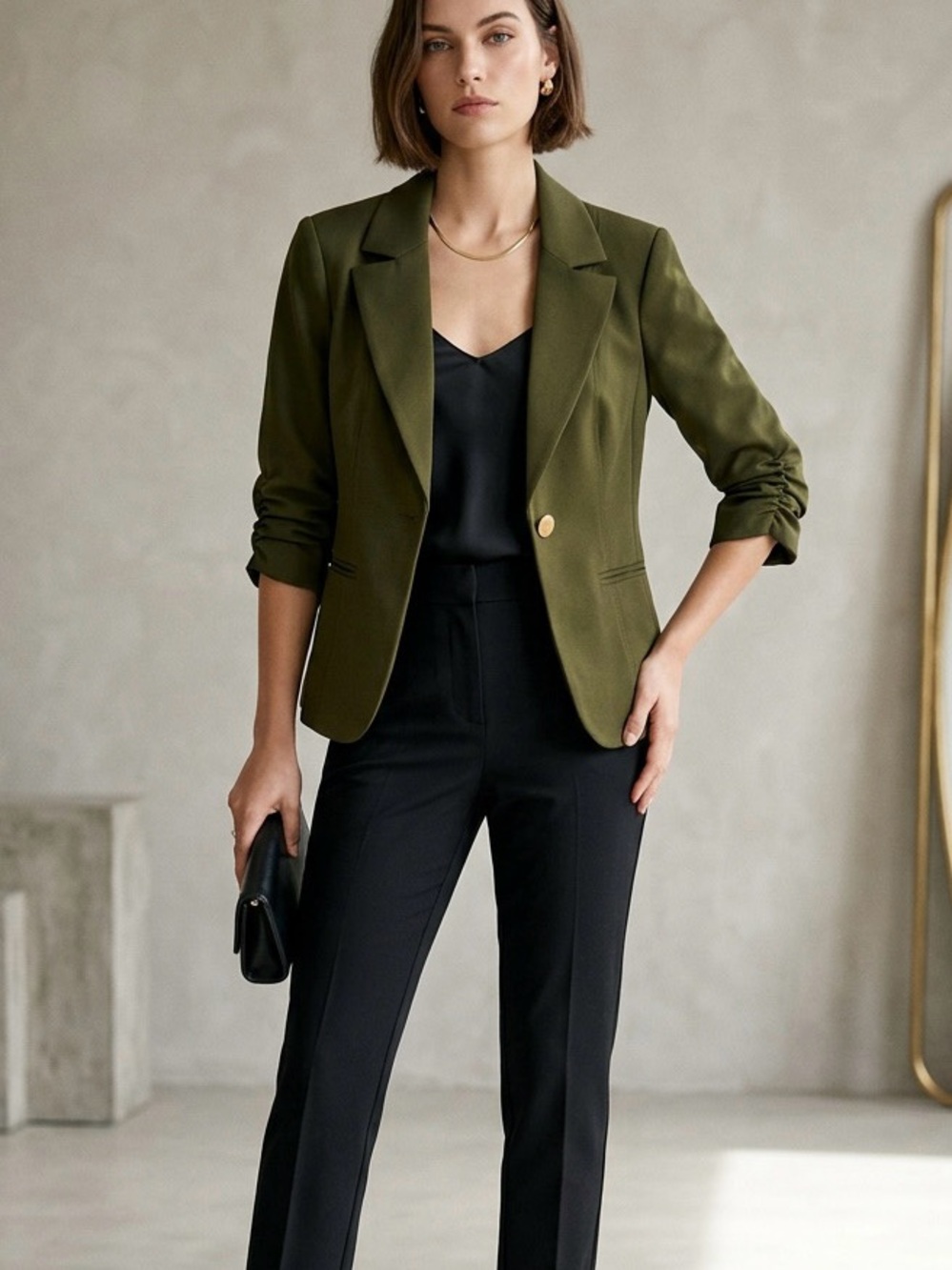 XOXO Olive Single-Button Tailored Blazer